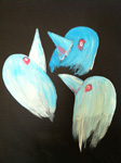 Tre blåa fåglar - måleri